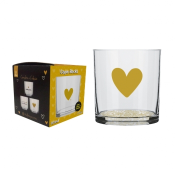 Copo Bar Rocks Love Gold Coração 305 ML