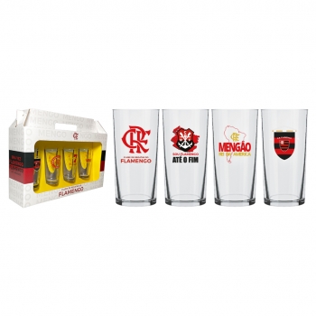 Copo Long Drink Flamengo 300 ML Kit com 4 Unid