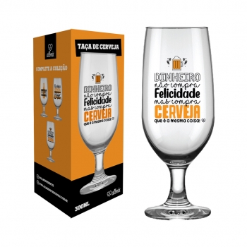 Taça Cerveja Happy Beer Dinheiro Não Compra Felicidade 300 ML