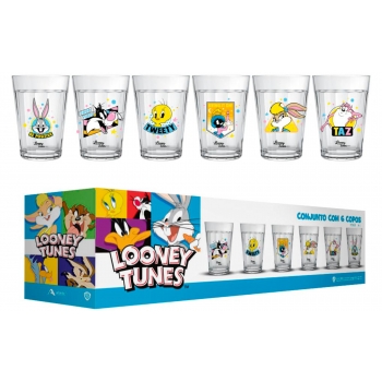 Copo Americano Looney Tunes 190 ML Luva Com 6 Unid