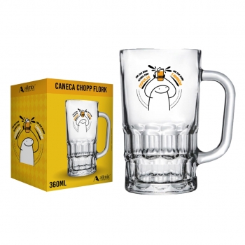 CANECA CHOPP VIDRO FLORK 360 ML - UM DIA BOM LUVA COM 1