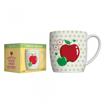 Caneca Urban Frutas 360 ML Luva Com 1 - Você É A Minha Maçã Do Amor