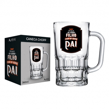 Caneca Chopp Vidro Pai 340 ML Luva Com 1