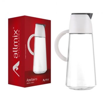 GALHETEIRO DE VIDRO PARA AZEITE E VINAGRE 630 ML COM TAMPA AUTOMATICA LUVA COM 1 PECA