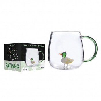 Caneca Borossilicato Pato 3D 350ML - Verde