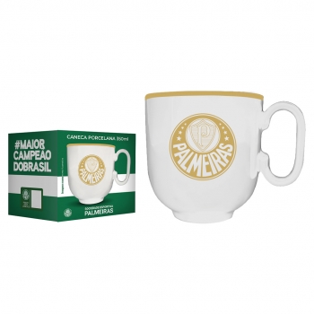 Caneca Porcelana Branca 350ML Palmeiras