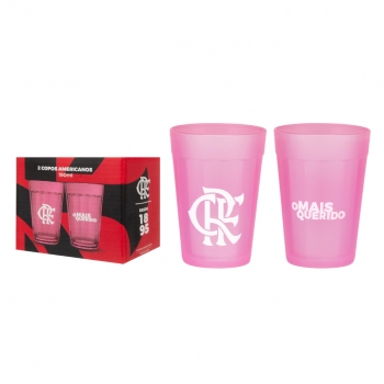 Copo Americano Prime Flamengo Rosa 190 ML Kit com 2 unid