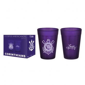 Copo Americano Prime Corinthians Roxo 190 Kit com 2 unid.