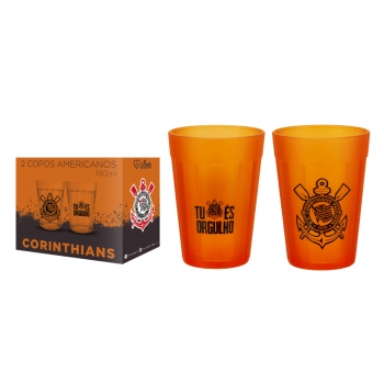 Copo Americano Prime Corinthians Laranja 190 ML Kit com 2 unid