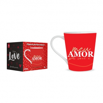 Caneca Porcelana Eu Te Amo 290 ML Luva Com 1