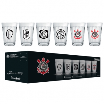 Copo Americano Corinthians 190 ML Kit com 6 unid